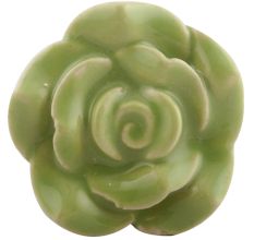 Pea Green Rose Ceramic Flower Cabinet Knob